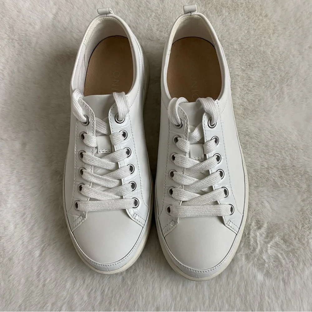 VIONIC Winny White Leather Croc-Embossed Comfort Sneakers | 6.5 - Picture 1 of 9